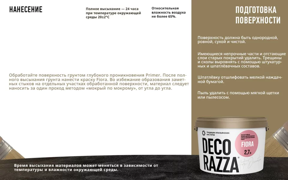 Decorazza Fiora/Декоразза Фиора Влагостойкая водно-дисперсионная краска для интерьеров