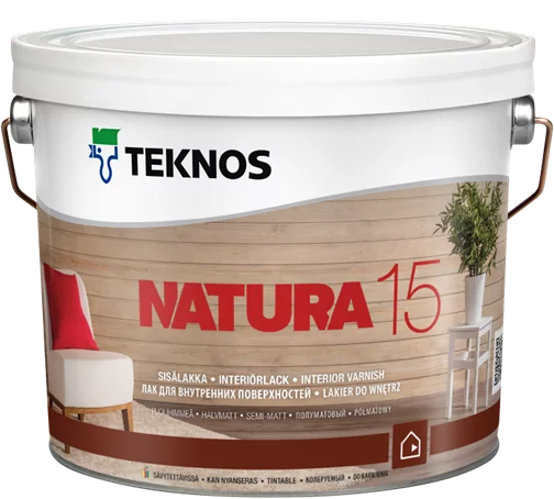 Teknos Natura 15 / Текнос Натура лак акриловый без запаха с усиленной защитой для дерева, полуматовый
