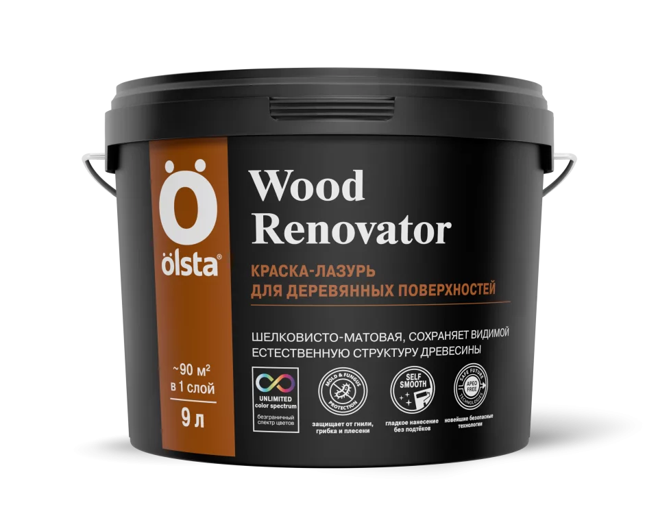 Olsta Wood Renovator Лазурь декоративно-защитная для деревянных оснований для наружных и внутренних работ