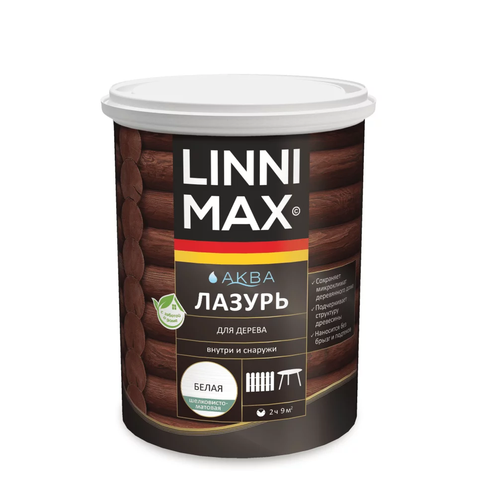 Linnimax Аква Лазурь для дерева Лазурь для деревянных поверхностей внутри и снаружи помещения