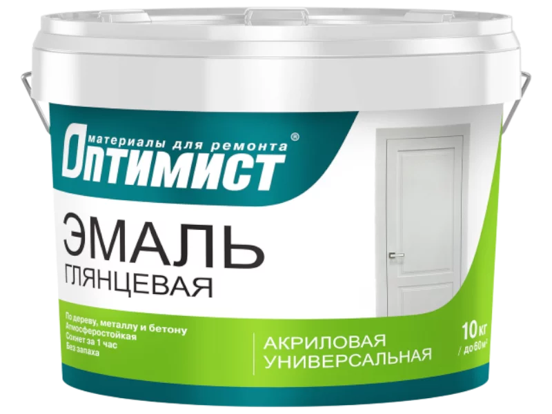 Оптимист Е 306 эмаль глянцевая супербелая для наружных и внутренних работ
