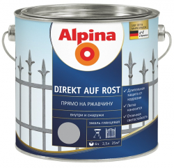 Alpina Direkt auf Rost Эмаль высокоукрывистая гладкая по ржавчине для внутренних и наружных работ